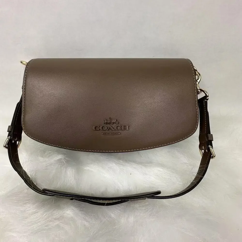 COACH Andrea Shoulder Bag In Smooth Leather/Gold/Dark Stone CT768 NWT